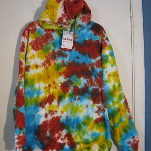 * Tie Dye Hoodie Jacket Unisex XL NWT by EzHippie Drawstring Hood Pockets - Picture 1 of 4